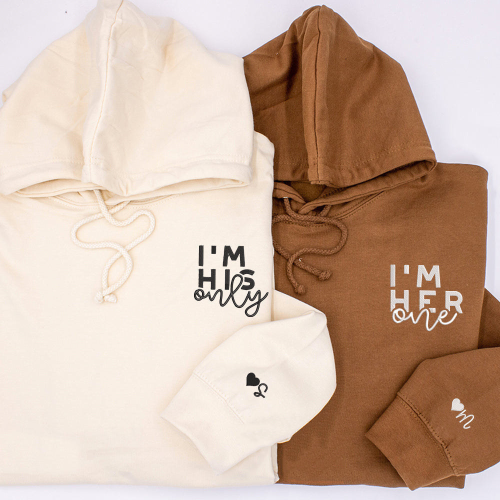I'm His Only I'm Her One Custom Embroidered Matching Hoodies For Couples