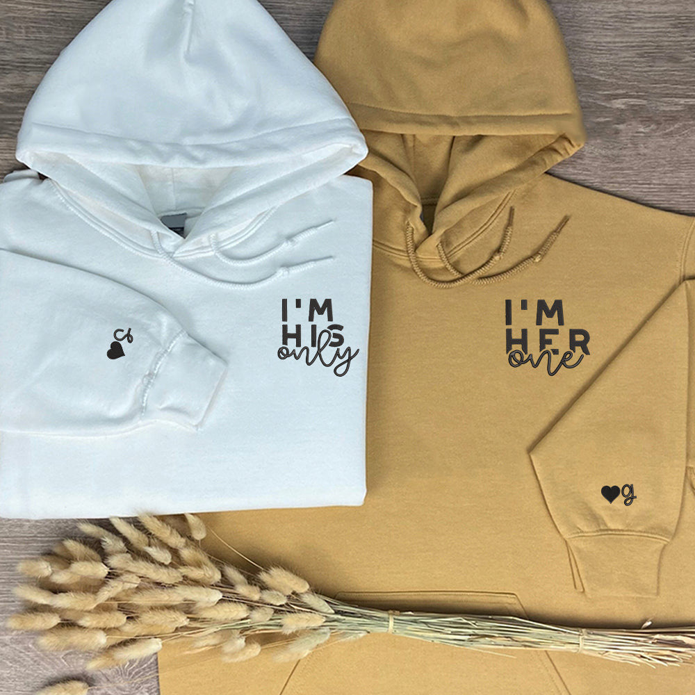 I'm His Only I'm Her One Custom Embroidered Matching Hoodies For Couples