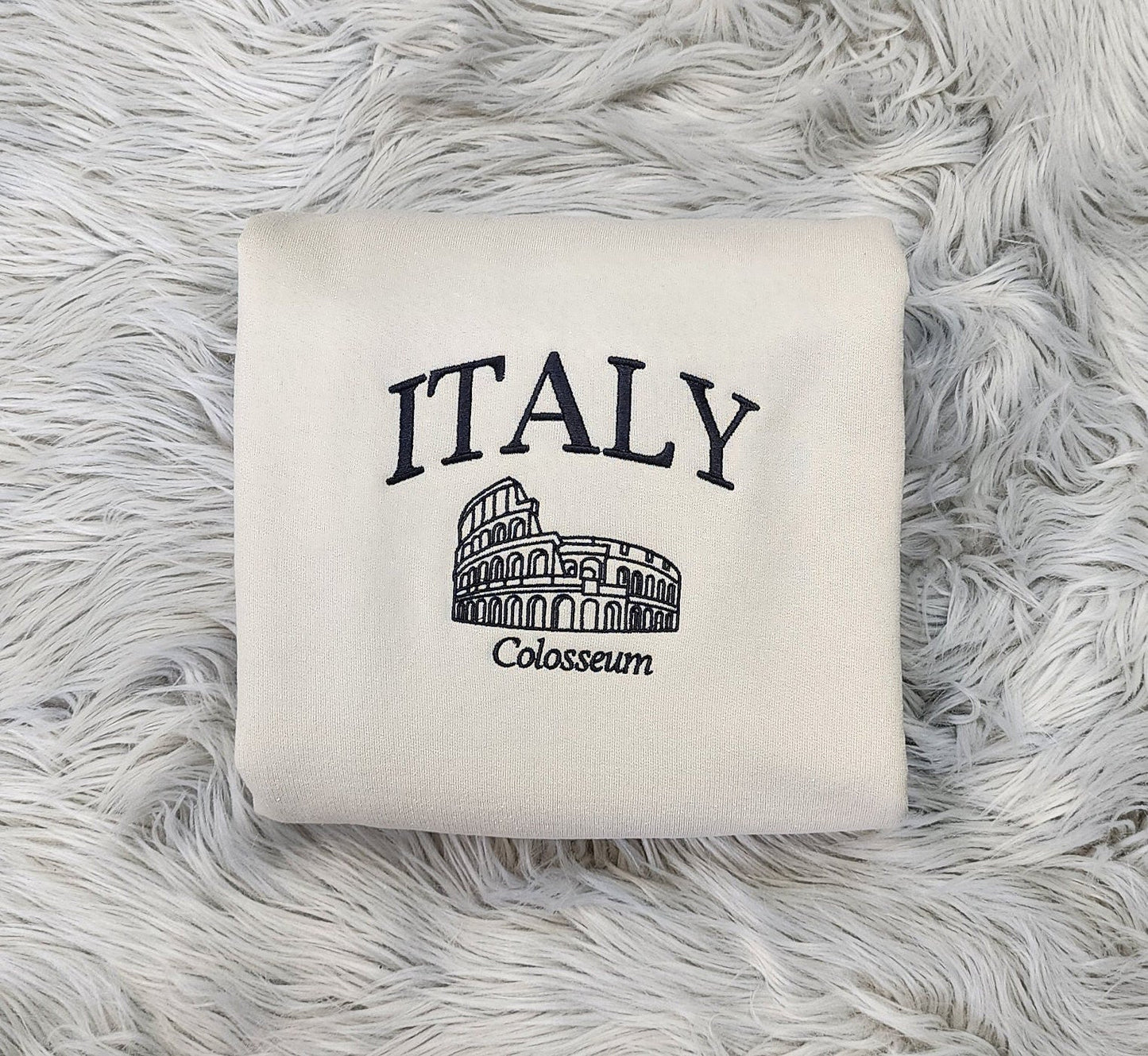 Embroidered Italy Colosseum Crewneck - Travel In Italy Unisex Sweatshirt - Rome Italy Embroidery