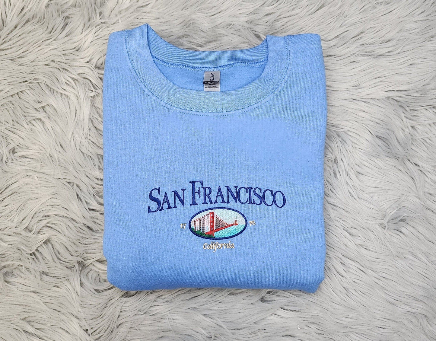Embroidered San Francisco Golden Gate Bridge Sweatshirt - San Francisco California Unisex Crewneck Sweatshirt or Hooded Sweatshirt