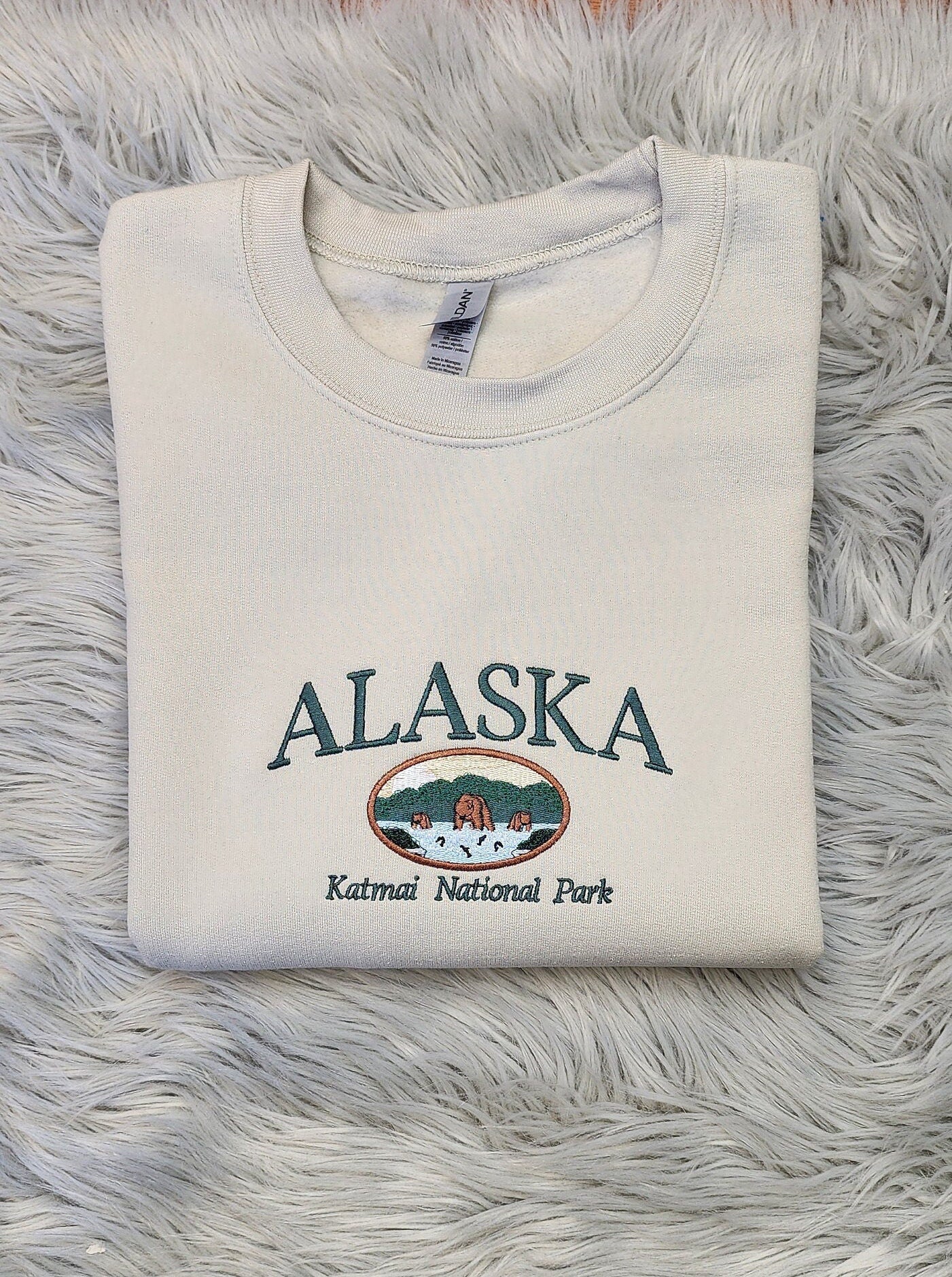 Embroidered Alaska State Sweatshirt - Embroidered Alaska Brown Bear Unisex Sweatshirt for men and women Sweatshirt or Hooded Sweatshirt