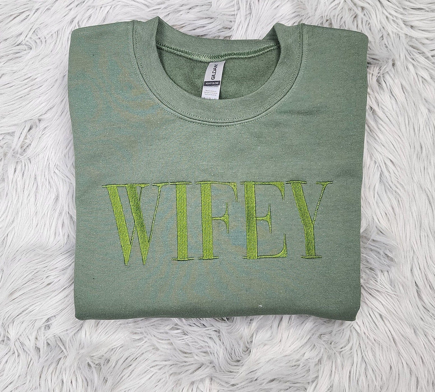 Embroidered Wifey Crewneck Sweatshirt or Hooded Sweatshirt - Bride Sweatshirt -Couples sweatshirt
