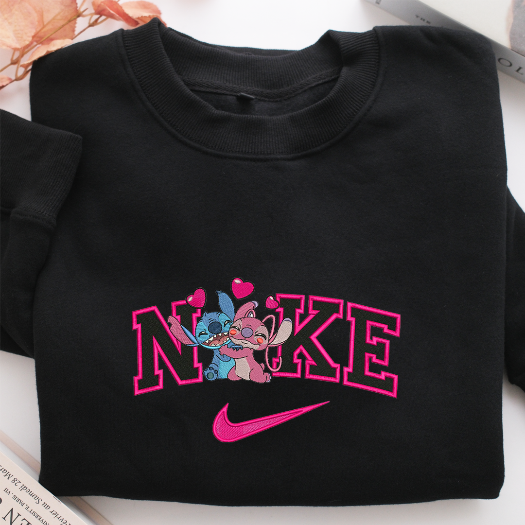 Nike Stitch & Angel Nike Embroidered Sweatshirt, Nike Movie Inspired, Valentine's Day Gifts Idea For Him Her