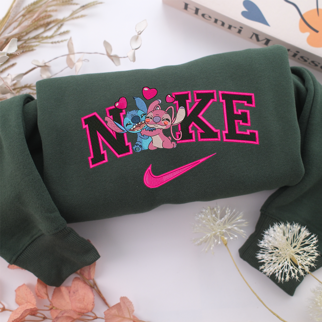 Nike Stitch & Angel Nike Embroidered Sweatshirt, Nike Movie Inspired, Valentine's Day Gifts Idea For Him Her