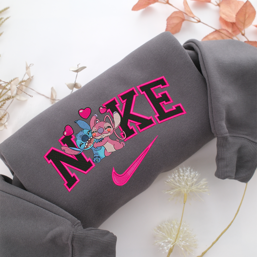 Nike Stitch & Angel Nike Embroidered Sweatshirt, Nike Movie Inspired, Valentine's Day Gifts Idea For Him Her