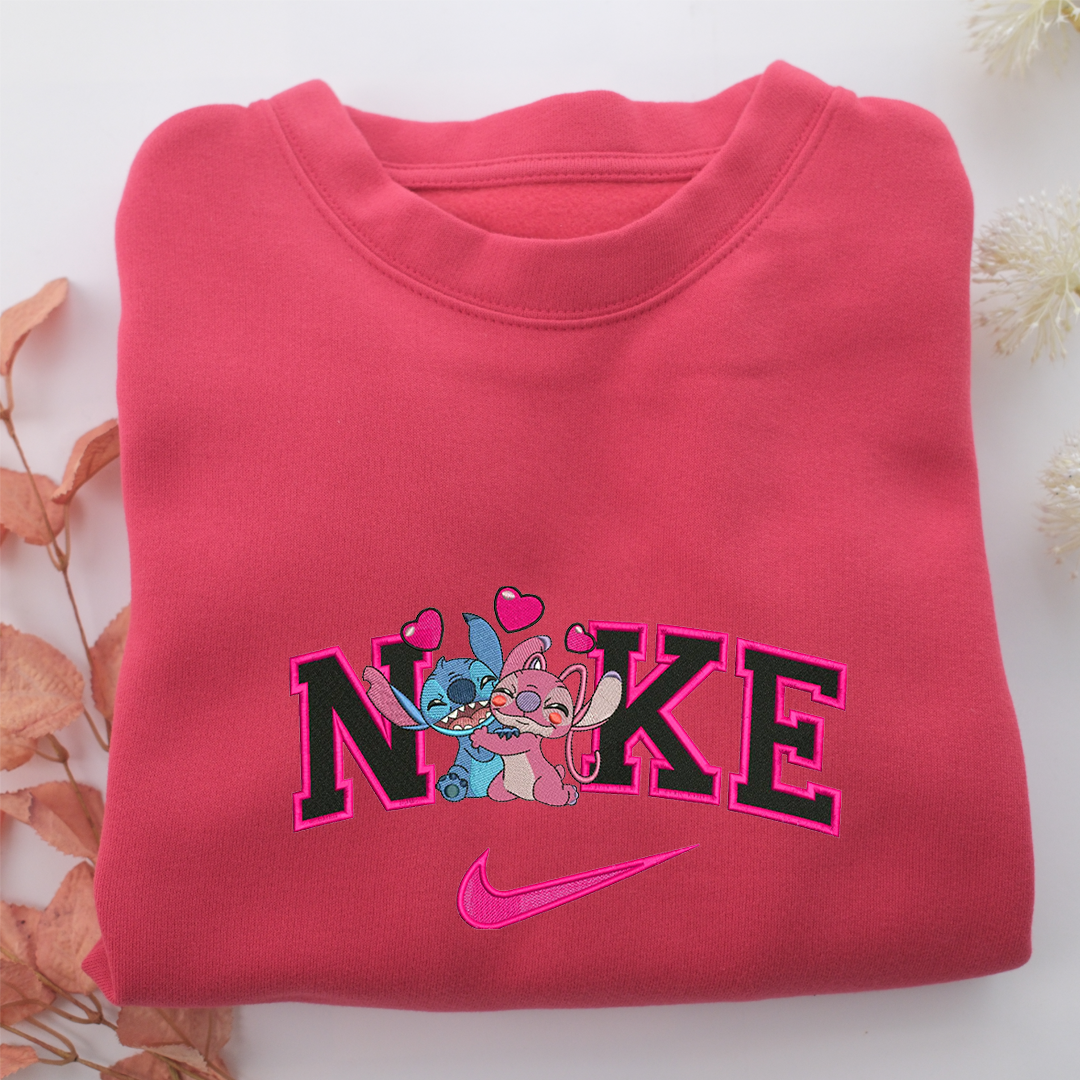 Nike Stitch & Angel Nike Embroidered Sweatshirt, Nike Movie Inspired, Valentine's Day Gifts Idea For Him Her