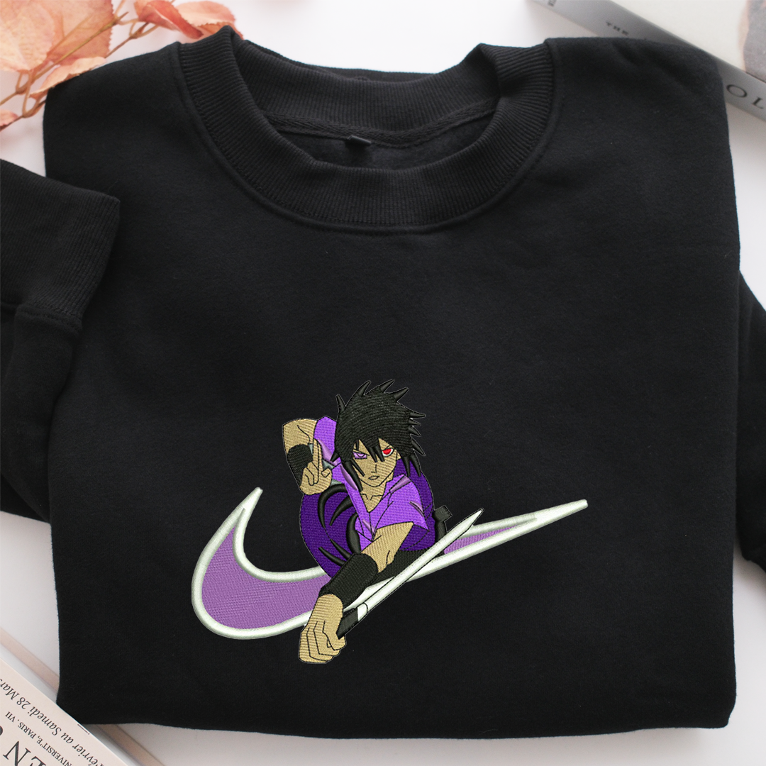Sasuke Uchiha Swoosh v2 Nike Embroidered Sweatshirt, Nike Movie Inspired, Valentine's Day Gifts Idea For Him Her