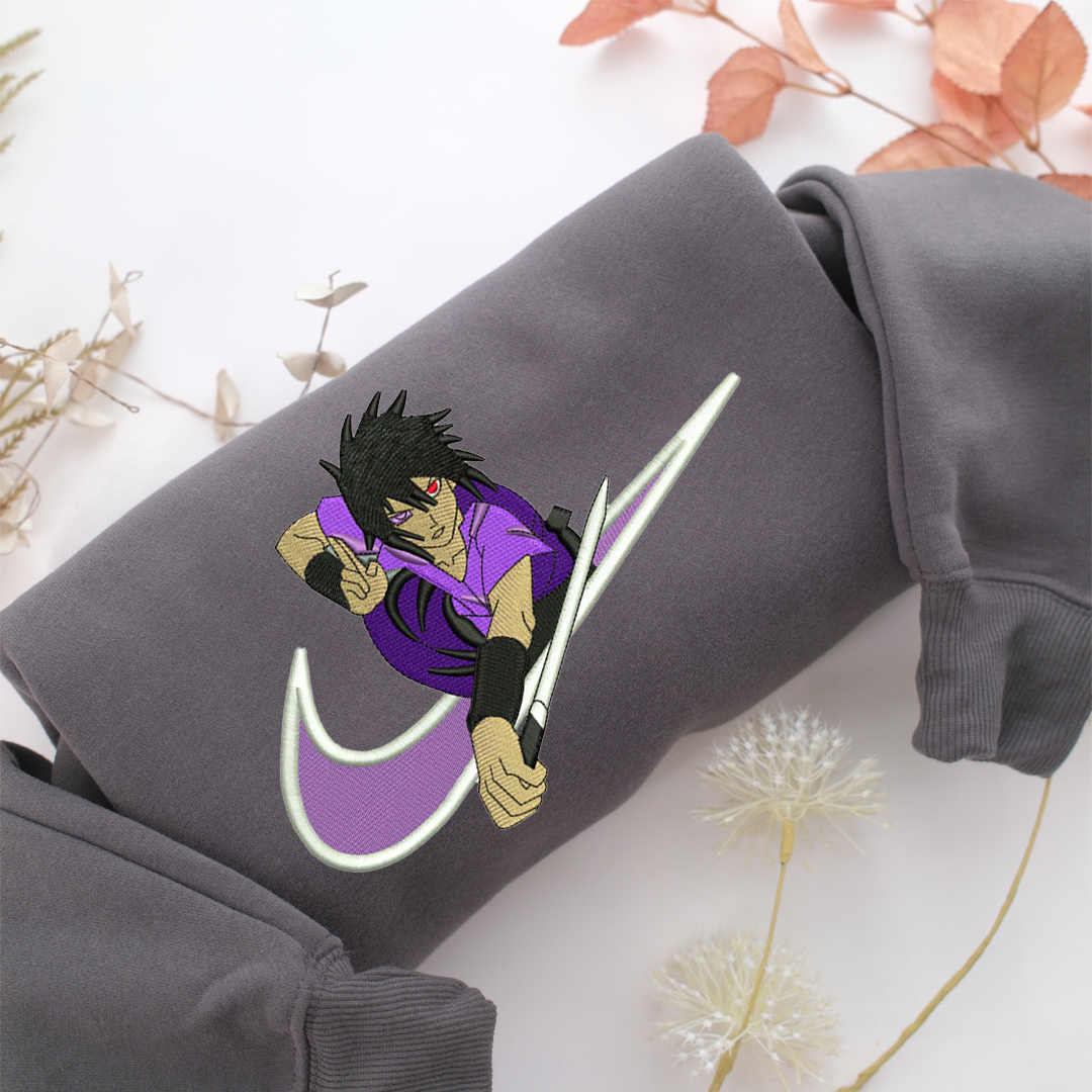 Sasuke Uchiha Swoosh v2 Nike Embroidered Sweatshirt, Nike Movie Inspired, Valentine's Day Gifts Idea For Him Her