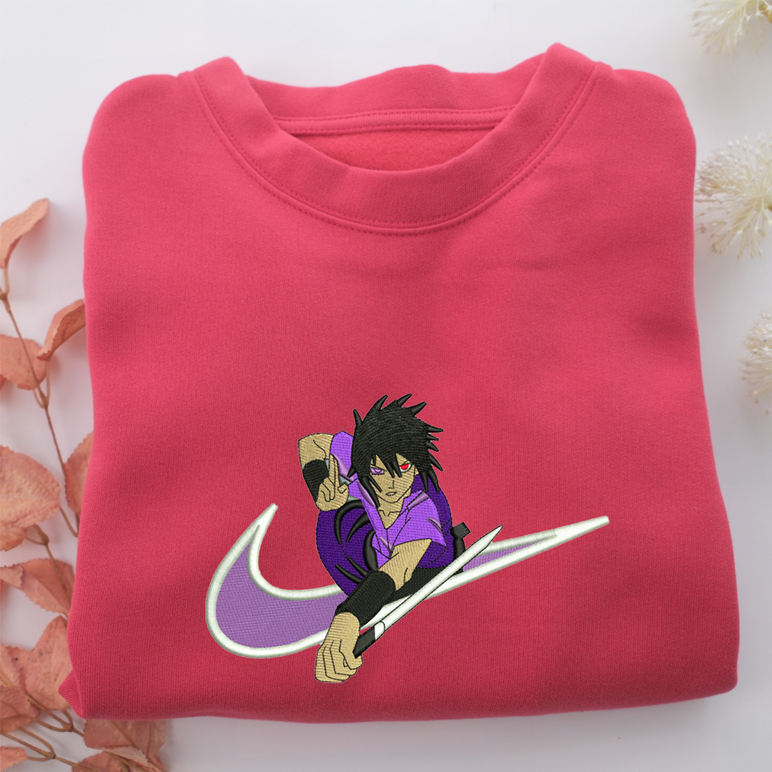 Sasuke Uchiha Swoosh v2 Nike Embroidered Sweatshirt, Nike Movie Inspired, Valentine's Day Gifts Idea For Him Her