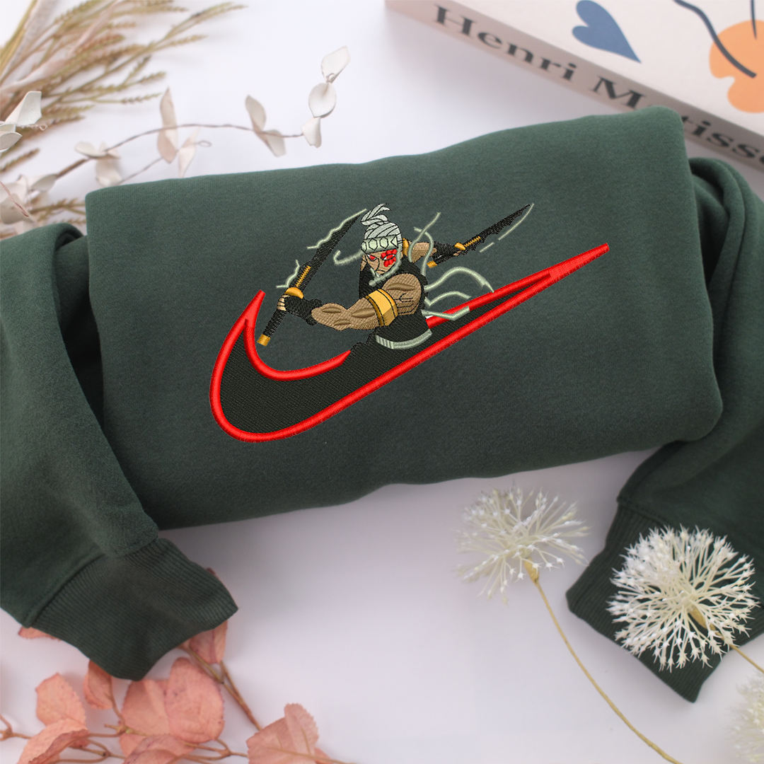 Tengen Uzui Swoosh Nike Embroidered Sweatshirt, Nike Movie Inspired, Valentine's Day Gifts Idea For Him Her