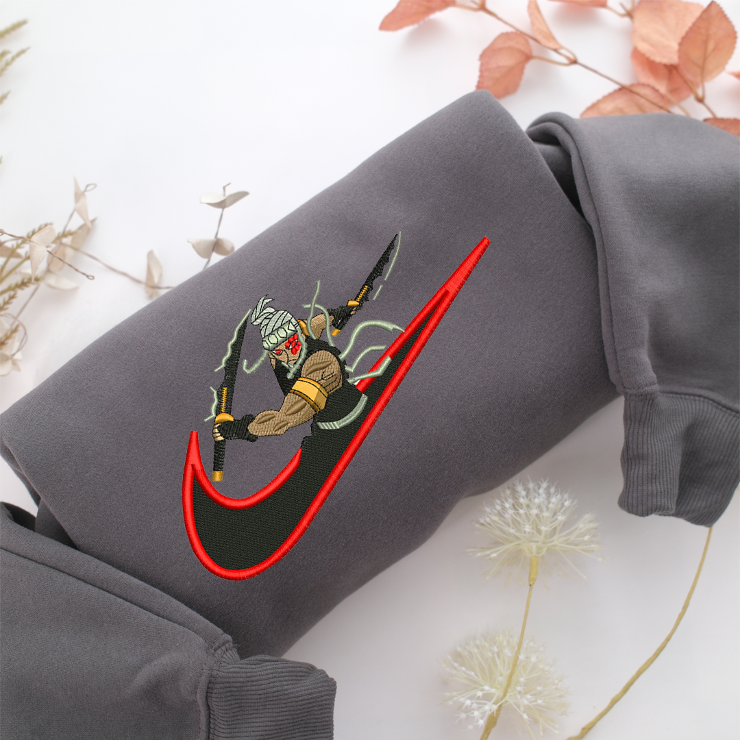 Tengen Uzui Swoosh Nike Embroidered Sweatshirt, Nike Movie Inspired, Valentine's Day Gifts Idea For Him Her