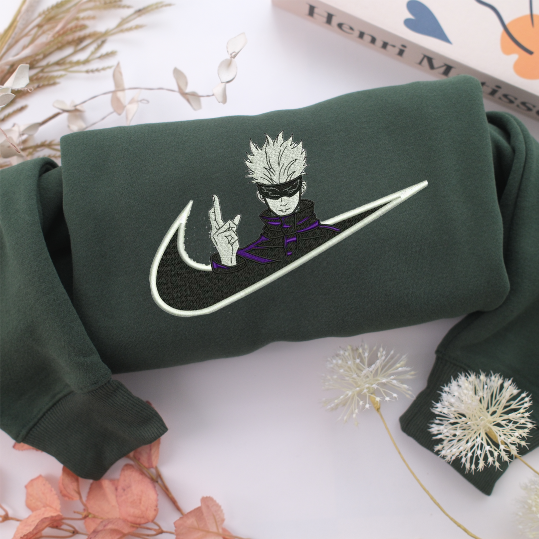 Nike Satoru Gojo Nike Embroidered Sweatshirt, Nike Movie Inspired, Valentine's Day Gifts Idea For Him Her
