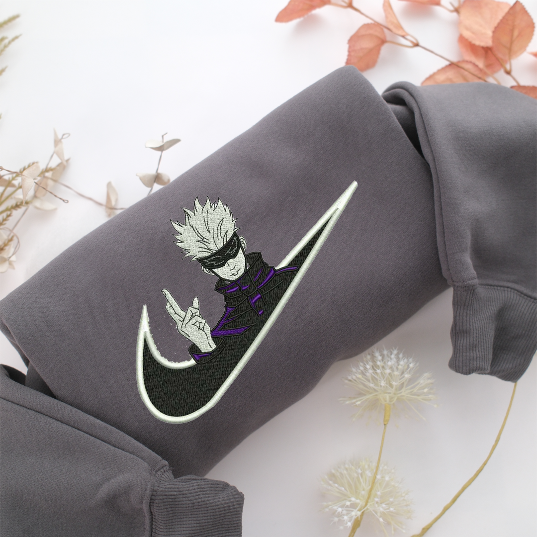Nike Satoru Gojo Nike Embroidered Sweatshirt, Nike Movie Inspired, Valentine's Day Gifts Idea For Him Her