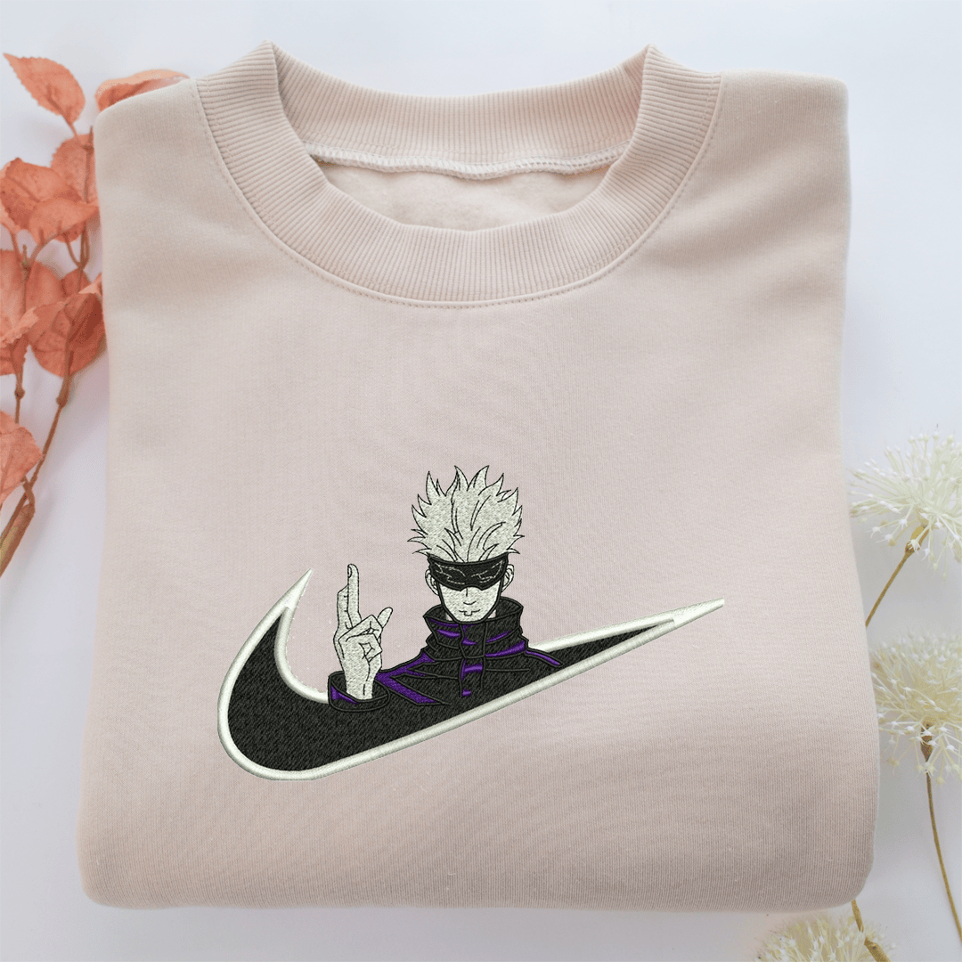 Nike Satoru Gojo Nike Embroidered Sweatshirt, Nike Movie Inspired, Valentine's Day Gifts Idea For Him Her