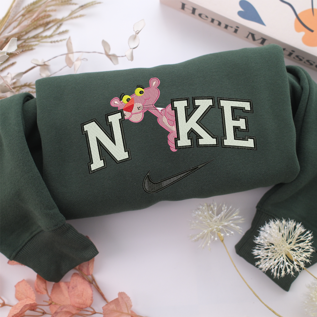Nike Pink Panther Nike Embroidered Sweatshirt, Nike Movie Inspired, Valentine's Day Gifts Idea For Him Her