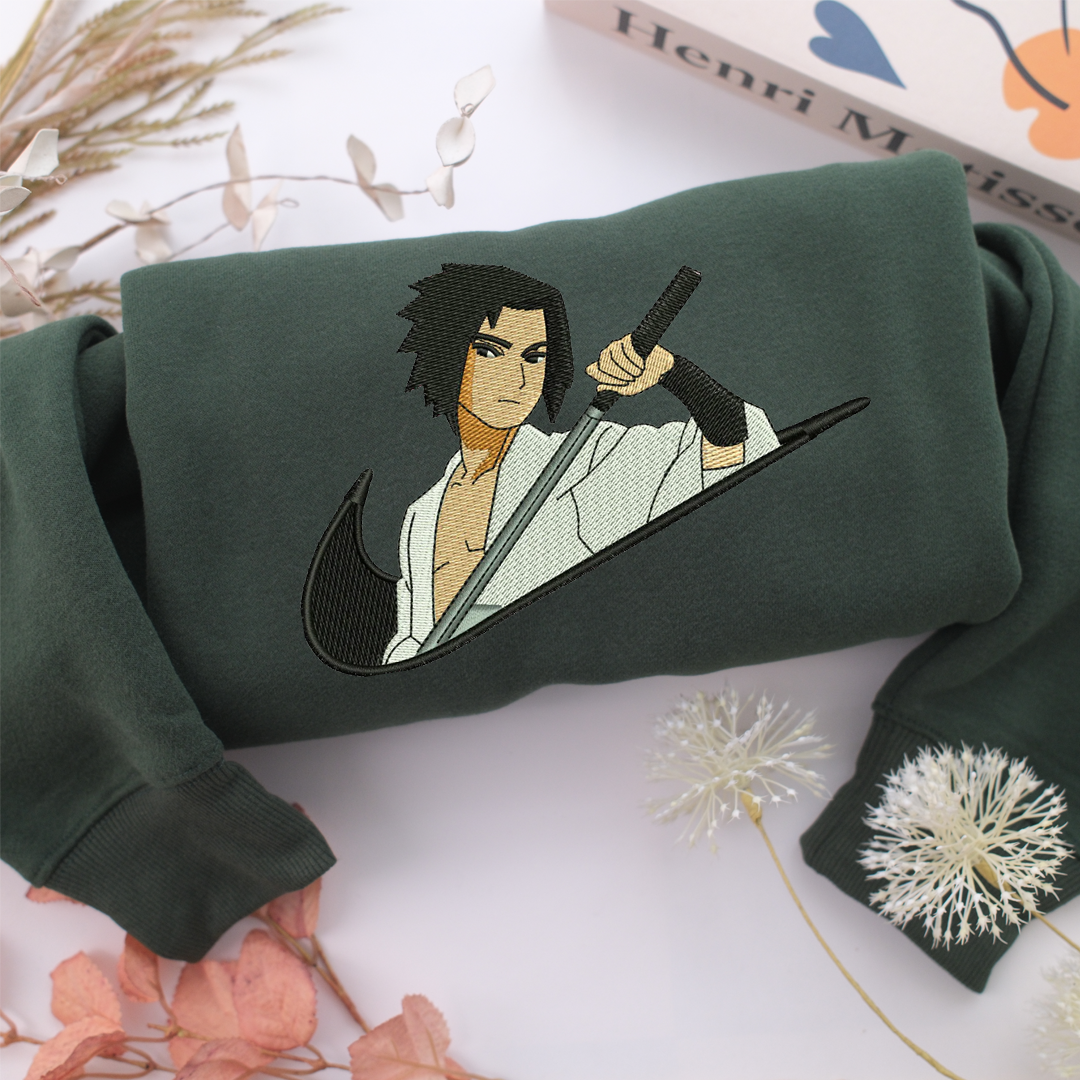 Sasuke Uchiha Swoosh Nike Embroidered Sweatshirt, Nike Movie Inspired, Valentine's Day Gifts Idea For Him Her