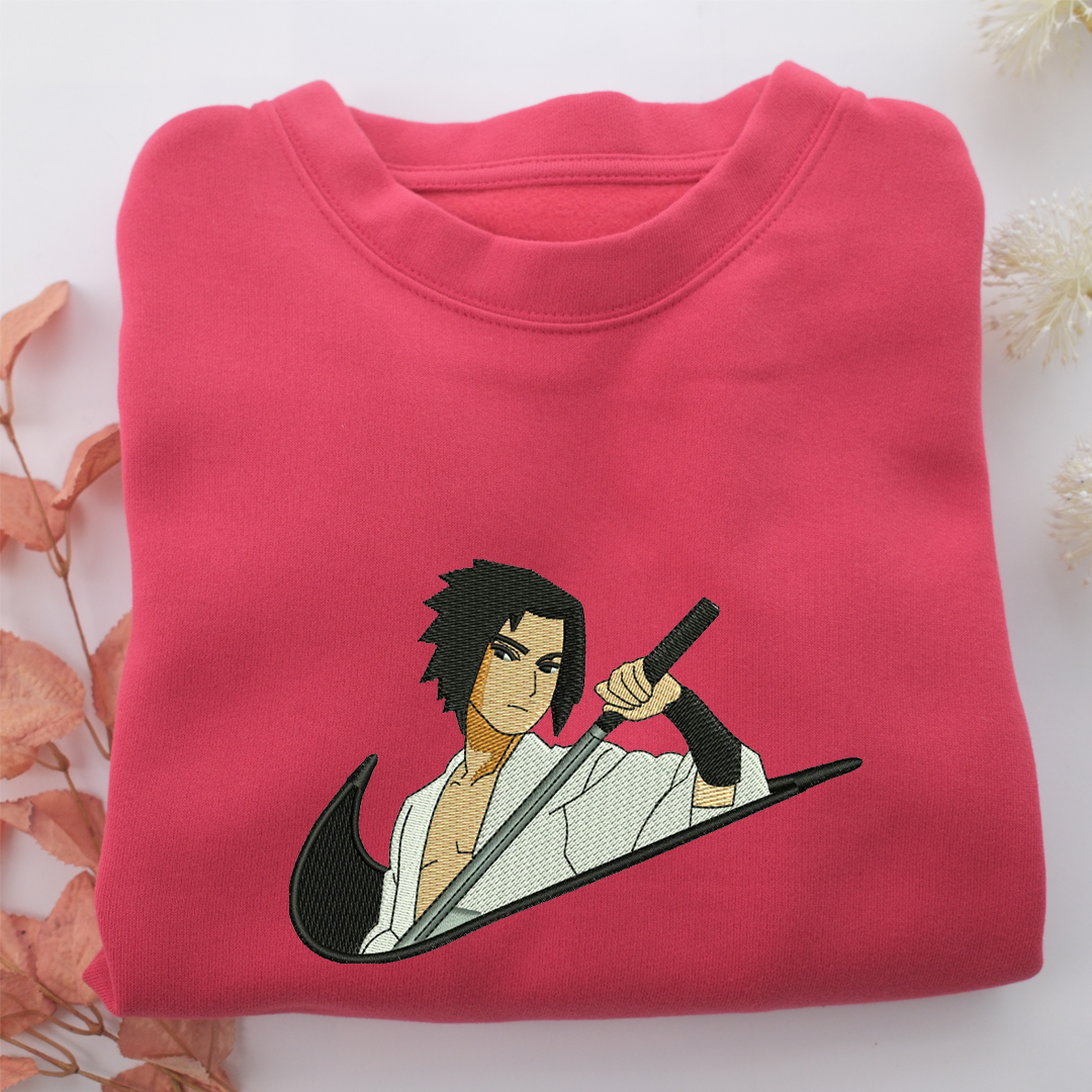 Sasuke Uchiha Swoosh Nike Embroidered Sweatshirt, Nike Movie Inspired, Valentine's Day Gifts Idea For Him Her
