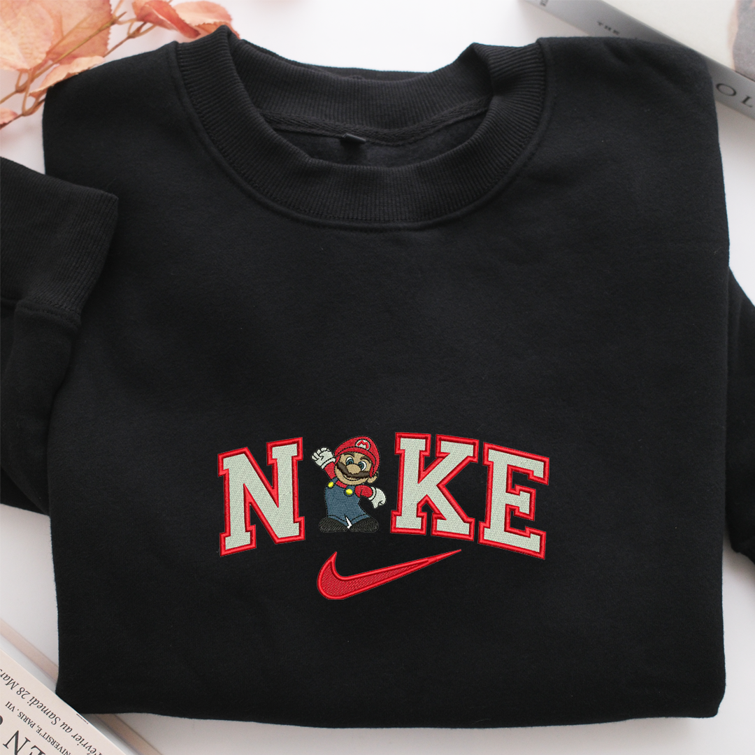 Super Mario Nike Embroidered Sweatshirt, Nike Movie Inspired, Valentine's Day Gifts Idea For Him Her