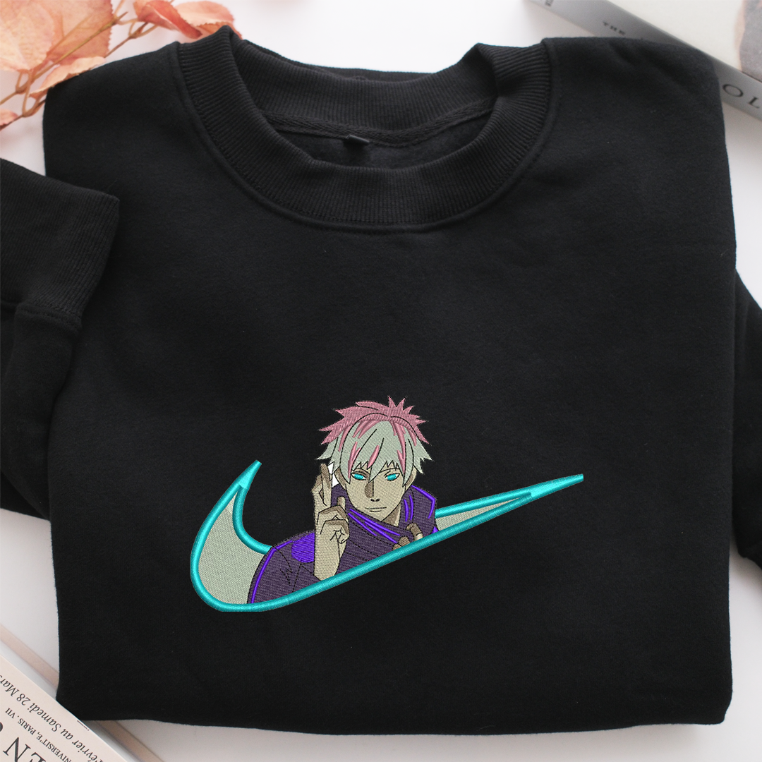 Satoru Gojo Swoosh Nike Embroidered Sweatshirt, Nike Movie Inspired, Valentine's Day Gifts Idea For Him Her