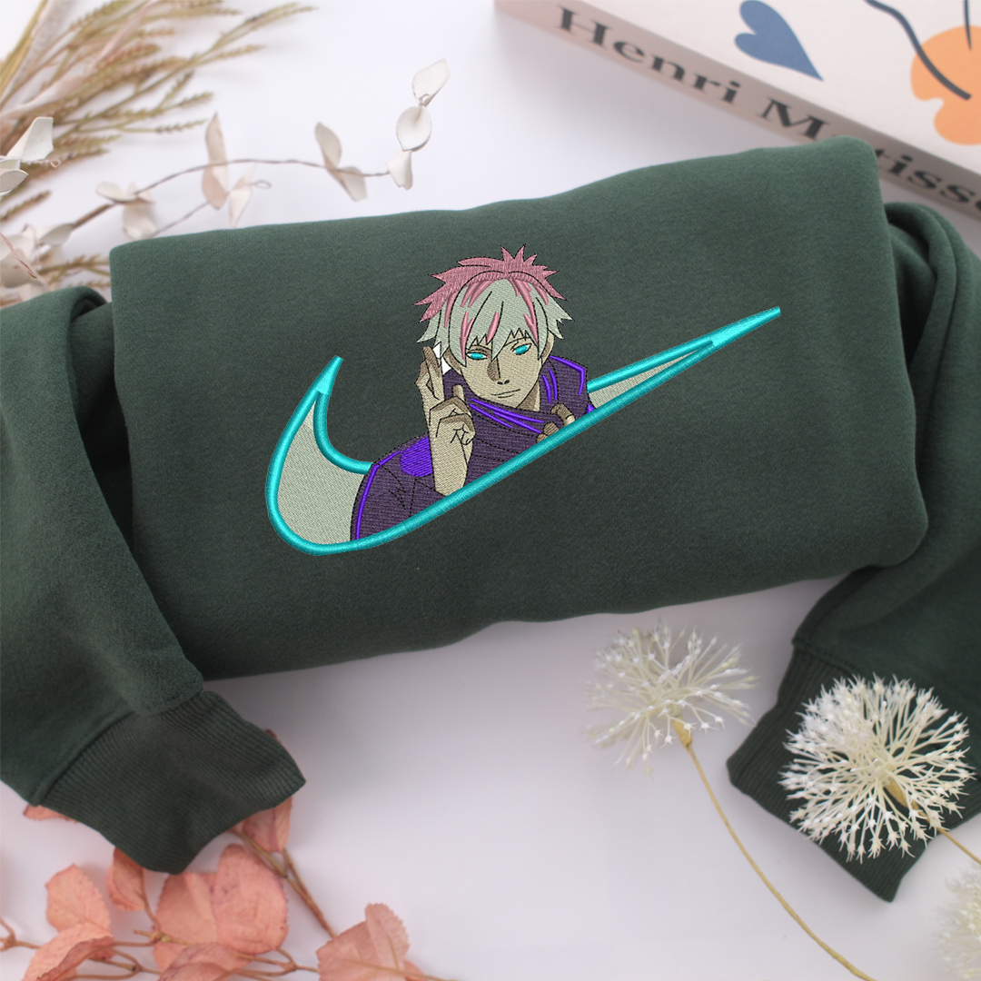 Satoru Gojo Swoosh Nike Embroidered Sweatshirt, Nike Movie Inspired, Valentine's Day Gifts Idea For Him Her