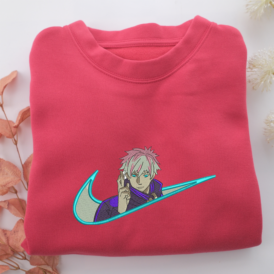Satoru Gojo Swoosh Nike Embroidered Sweatshirt, Nike Movie Inspired, Valentine's Day Gifts Idea For Him Her