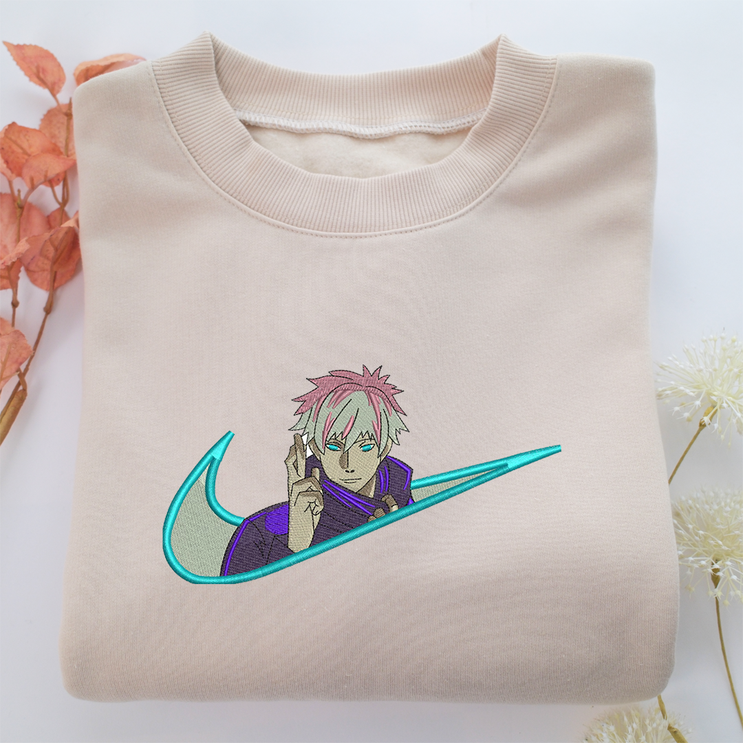 Satoru Gojo Swoosh Nike Embroidered Sweatshirt, Nike Movie Inspired, Valentine's Day Gifts Idea For Him Her