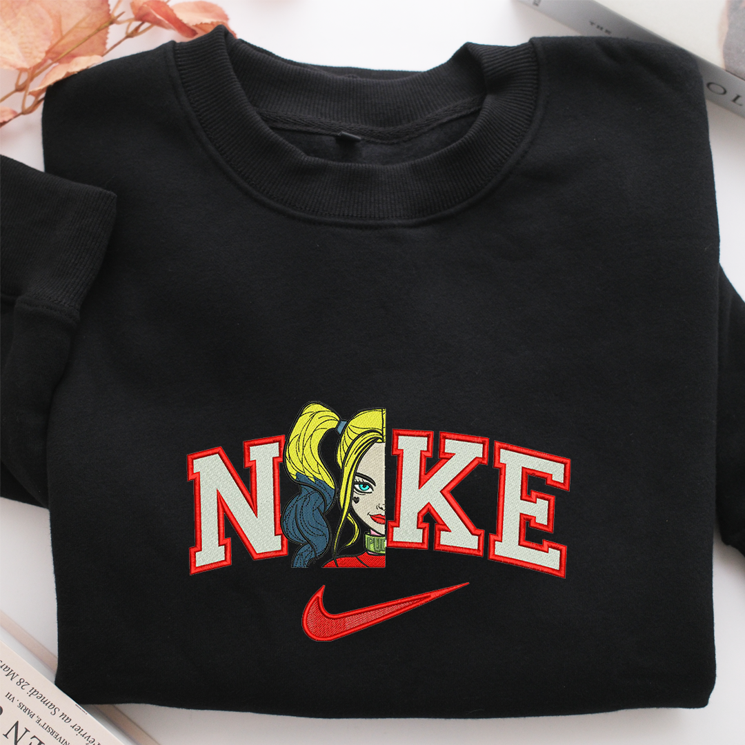 Nike Harley Quinn Half Face Nike Embroidered Sweatshirt, Nike Movie Inspired, Valentine's Day Gifts Idea For Him Her