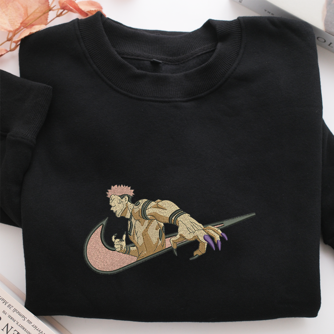 Sukuna Swoosh v2 Nike Embroidered Sweatshirt, Nike Movie Inspired, Valentine's Day Gifts Idea For Him Her