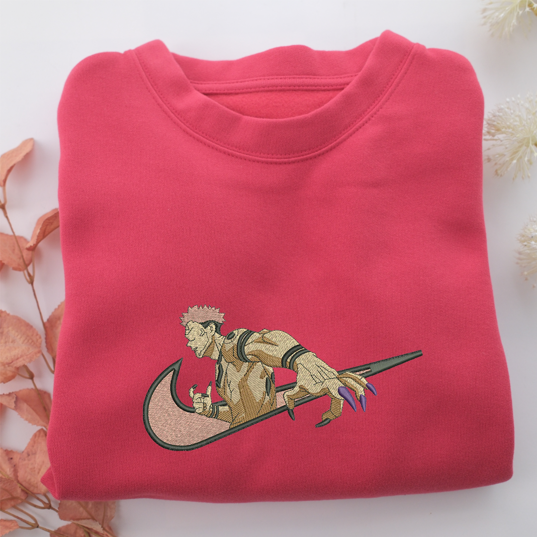 Sukuna Swoosh v2 Nike Embroidered Sweatshirt, Nike Movie Inspired, Valentine's Day Gifts Idea For Him Her