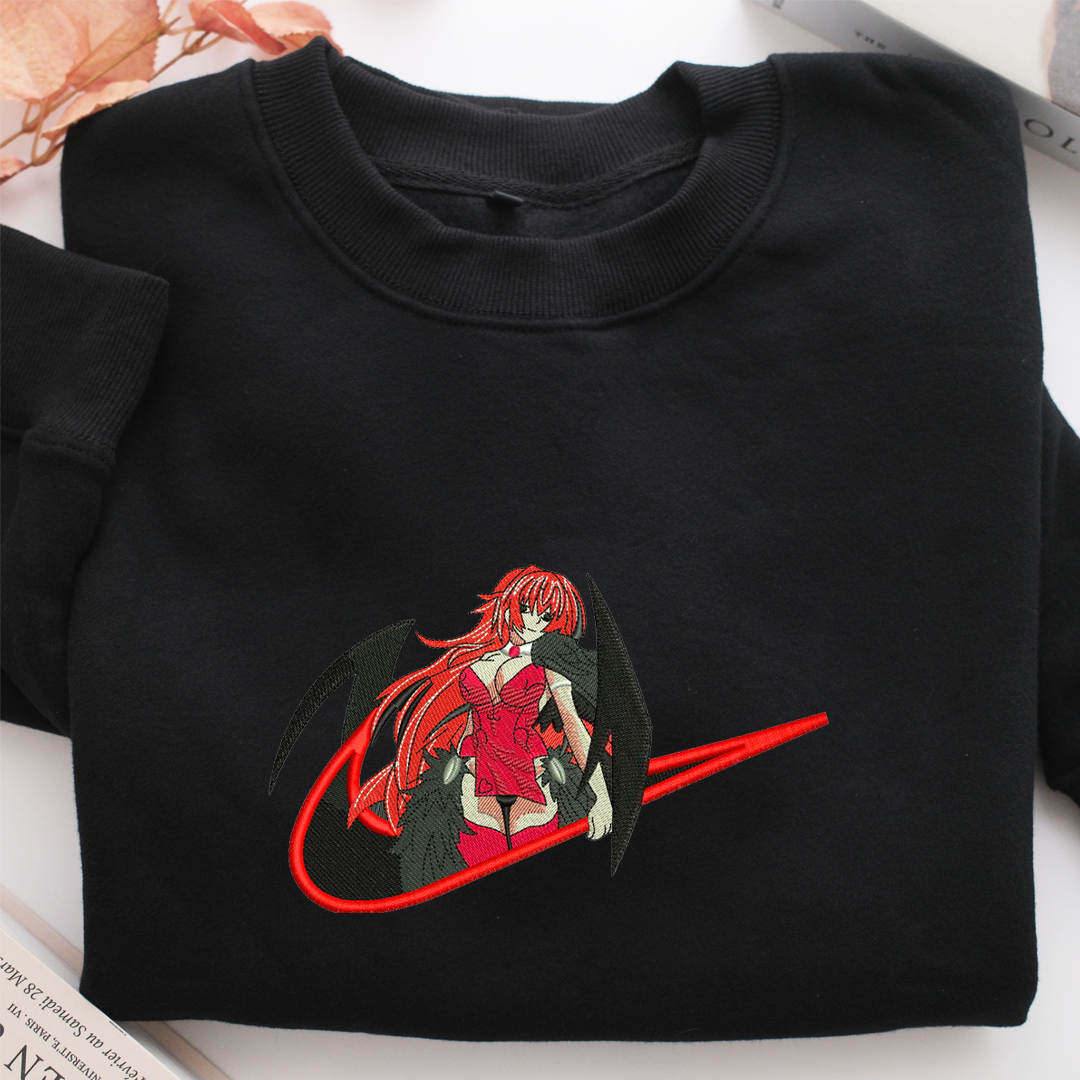 Rias Gremory Swoosh Nike Embroidered Sweatshirt, Nike Movie Inspired, Valentine's Day Gifts Idea For Him Her