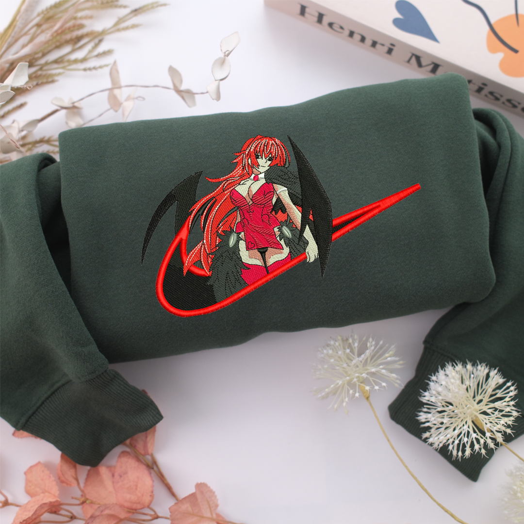 Rias Gremory Swoosh Nike Embroidered Sweatshirt, Nike Movie Inspired, Valentine's Day Gifts Idea For Him Her