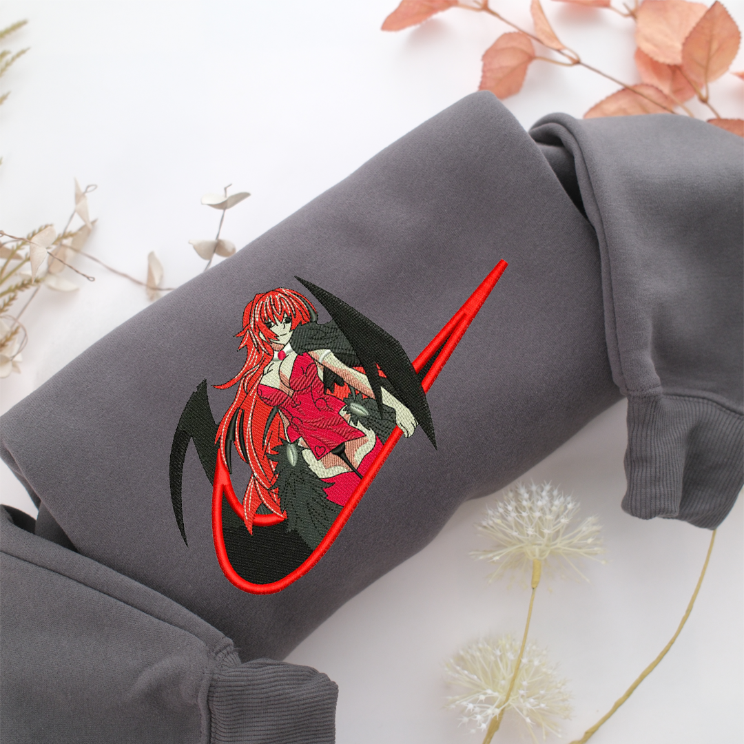 Rias Gremory Swoosh Nike Embroidered Sweatshirt, Nike Movie Inspired, Valentine's Day Gifts Idea For Him Her