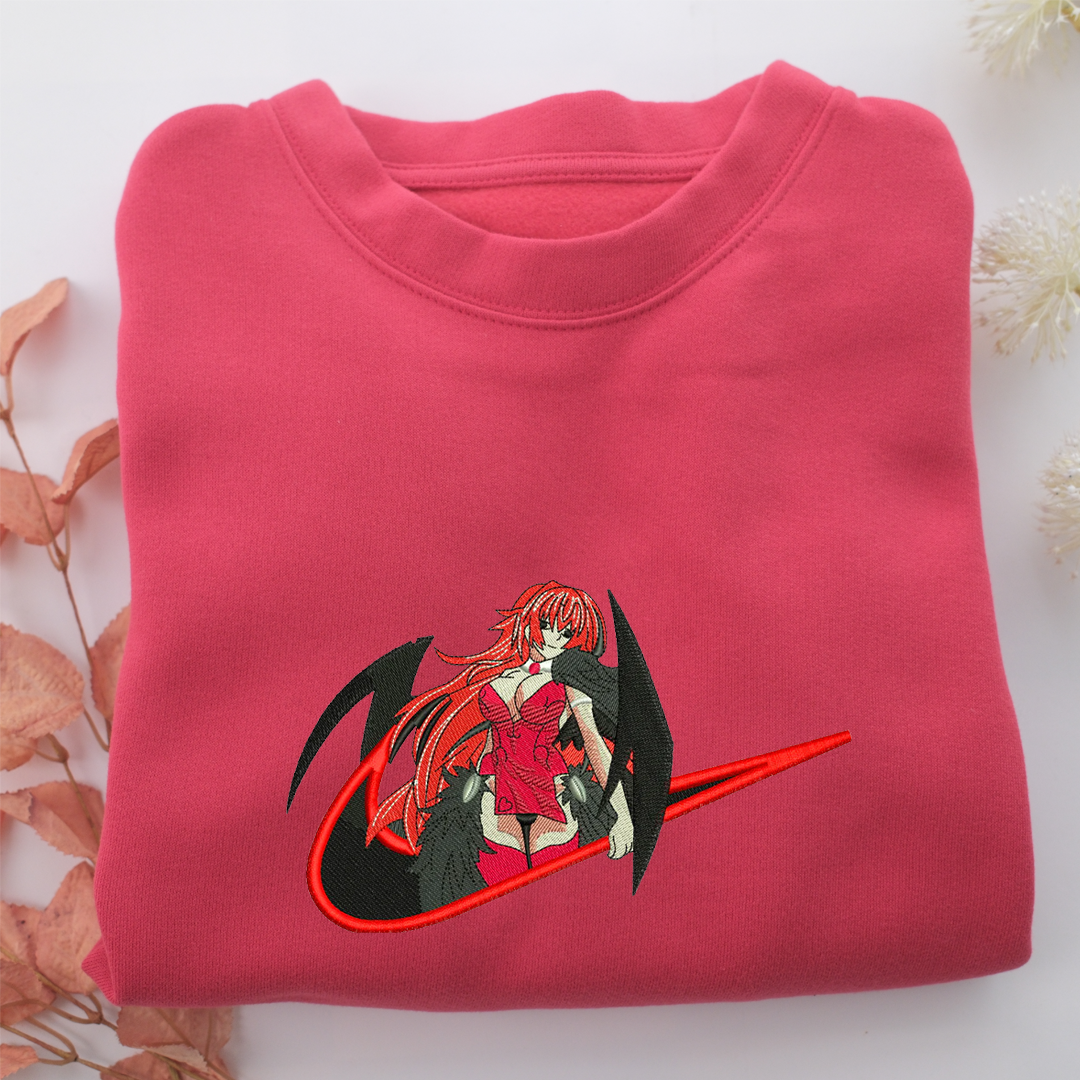 Rias Gremory Swoosh Nike Embroidered Sweatshirt, Nike Movie Inspired, Valentine's Day Gifts Idea For Him Her