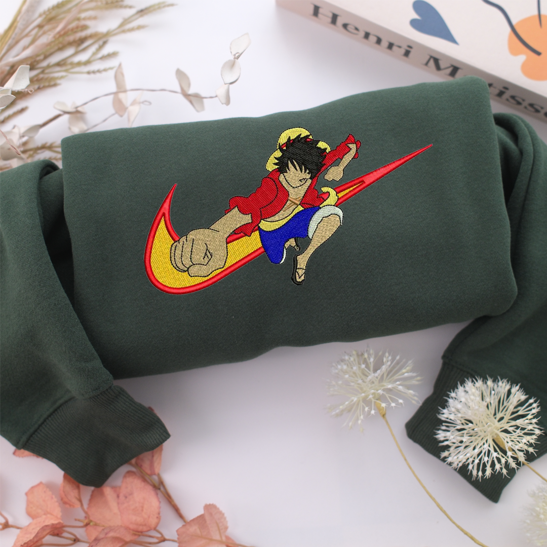 Nike Monkey D. Luffy Nike Embroidered Sweatshirt, Nike Movie Inspired, Valentine's Day Gifts Idea For Him Her