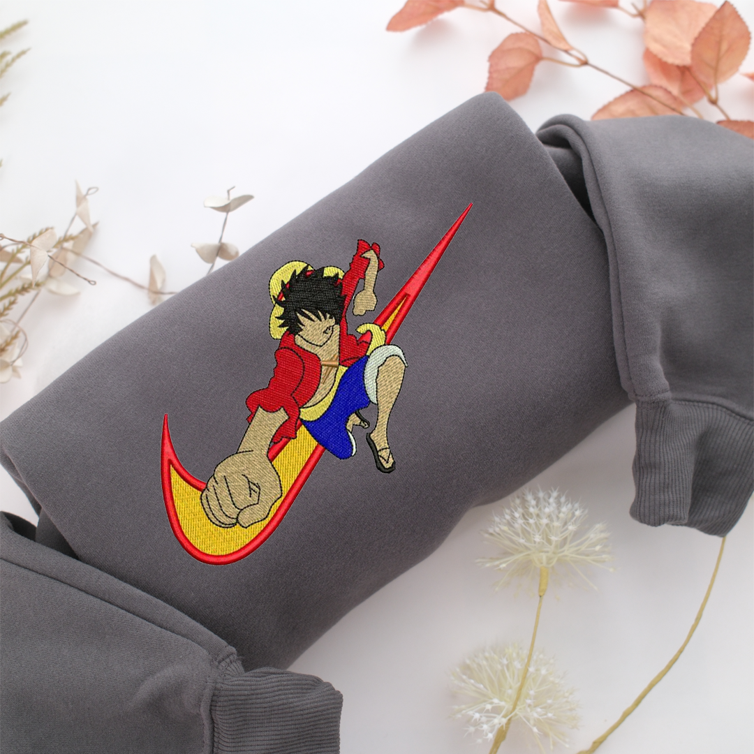 Nike Monkey D. Luffy Nike Embroidered Sweatshirt, Nike Movie Inspired, Valentine's Day Gifts Idea For Him Her