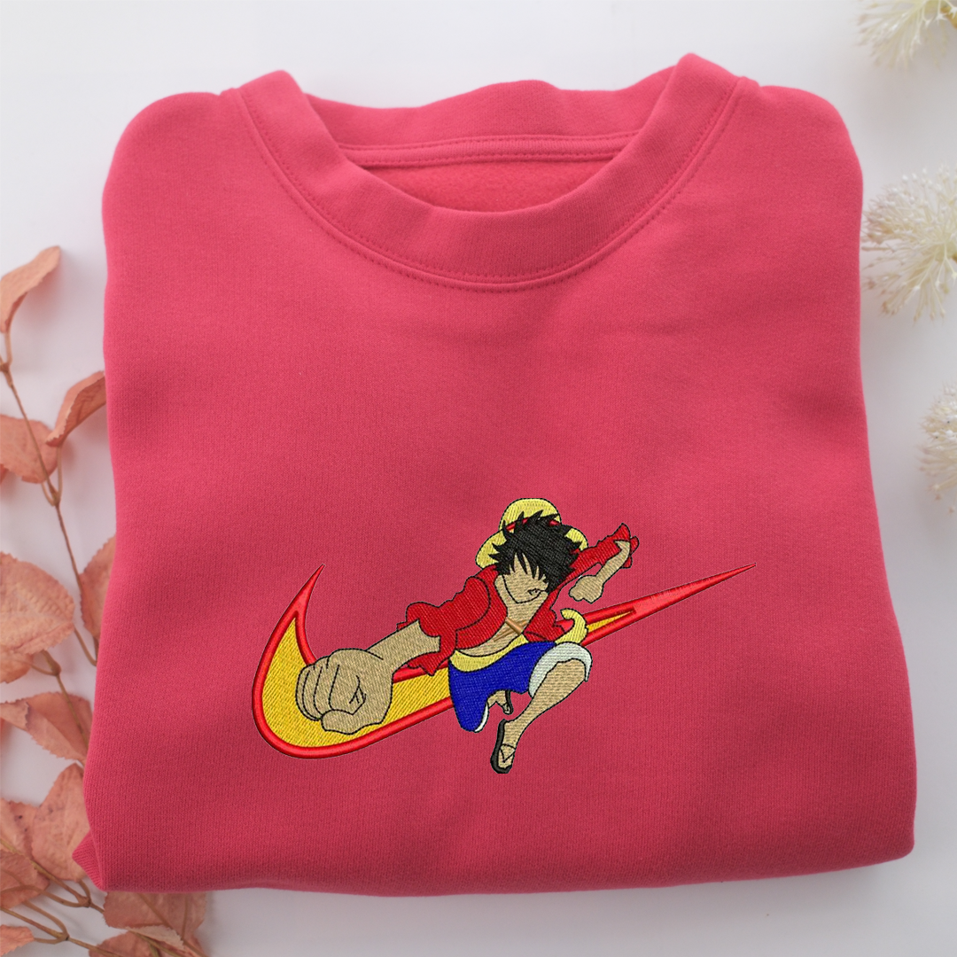 Nike Monkey D. Luffy Nike Embroidered Sweatshirt, Nike Movie Inspired, Valentine's Day Gifts Idea For Him Her