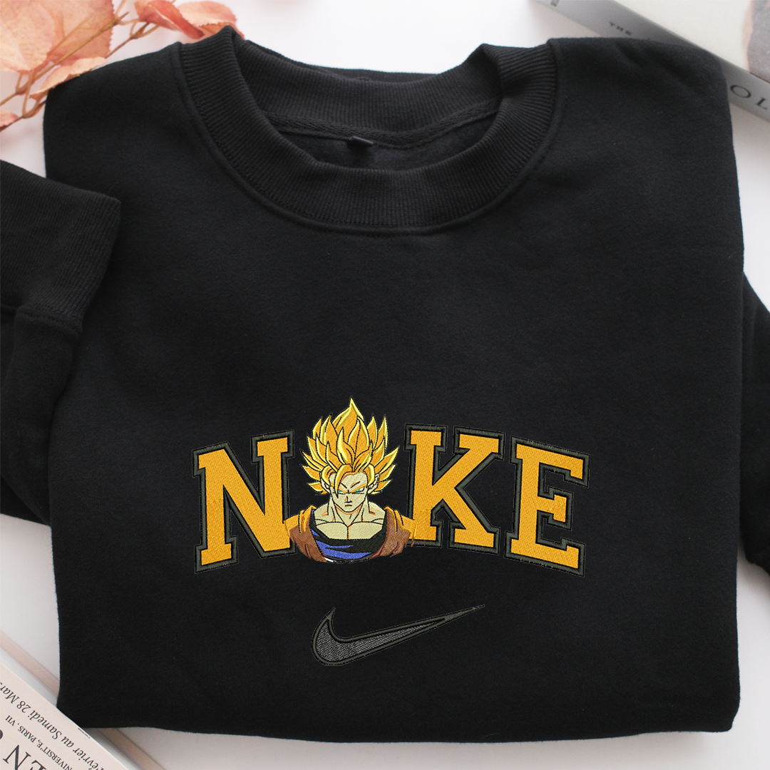 Nike Super Saiyan Goku v3 Nike Embroidered Sweatshirt, Nike Movie Inspired, Valentine's Day Gifts Idea For Him Her