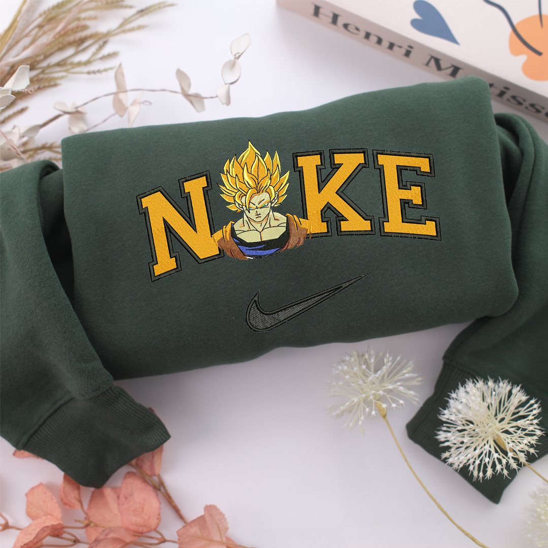 Nike Super Saiyan Goku v3 Nike Embroidered Sweatshirt, Nike Movie Inspired, Valentine's Day Gifts Idea For Him Her