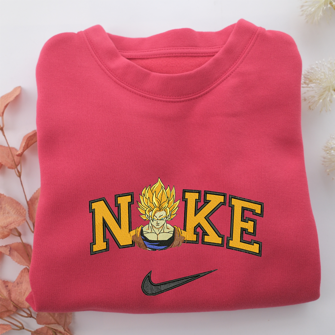 Nike Super Saiyan Goku v3 Nike Embroidered Sweatshirt, Nike Movie Inspired, Valentine's Day Gifts Idea For Him Her