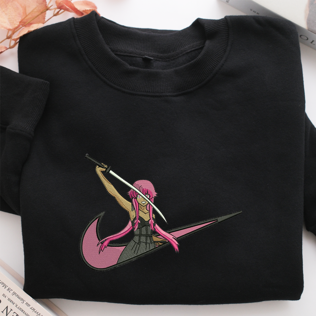 Yuno Gasai Swoosh Nike Embroidered Sweatshirt, Nike Movie Inspired, Valentine's Day Gifts Idea For Him Her