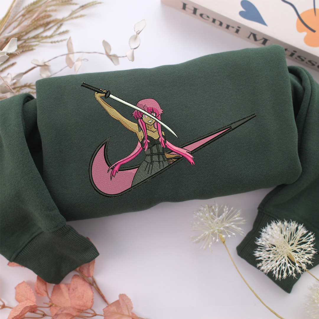 Yuno Gasai Swoosh Nike Embroidered Sweatshirt, Nike Movie Inspired, Valentine's Day Gifts Idea For Him Her