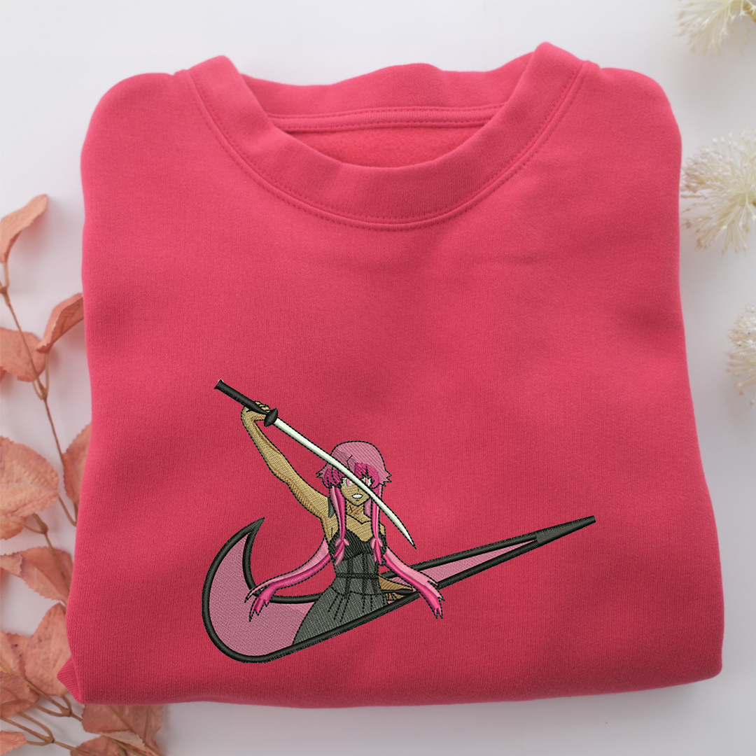 Yuno Gasai Swoosh Nike Embroidered Sweatshirt, Nike Movie Inspired, Valentine's Day Gifts Idea For Him Her