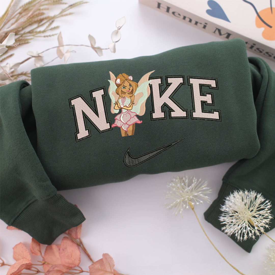 Nike Winx Flora Nike Embroidered Sweatshirt, Nike Movie Inspired, Valentine's Day Gifts Idea For Him Her