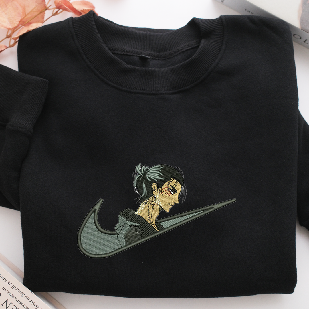Eren Yeager Swoosh Nike Embroidered Sweatshirt, Nike Movie Inspired, Valentine's Day Gifts Idea For Him Her