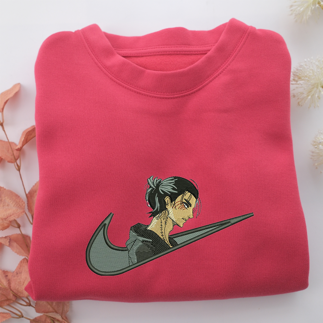 Eren Yeager Swoosh Nike Embroidered Sweatshirt, Nike Movie Inspired, Valentine's Day Gifts Idea For Him Her