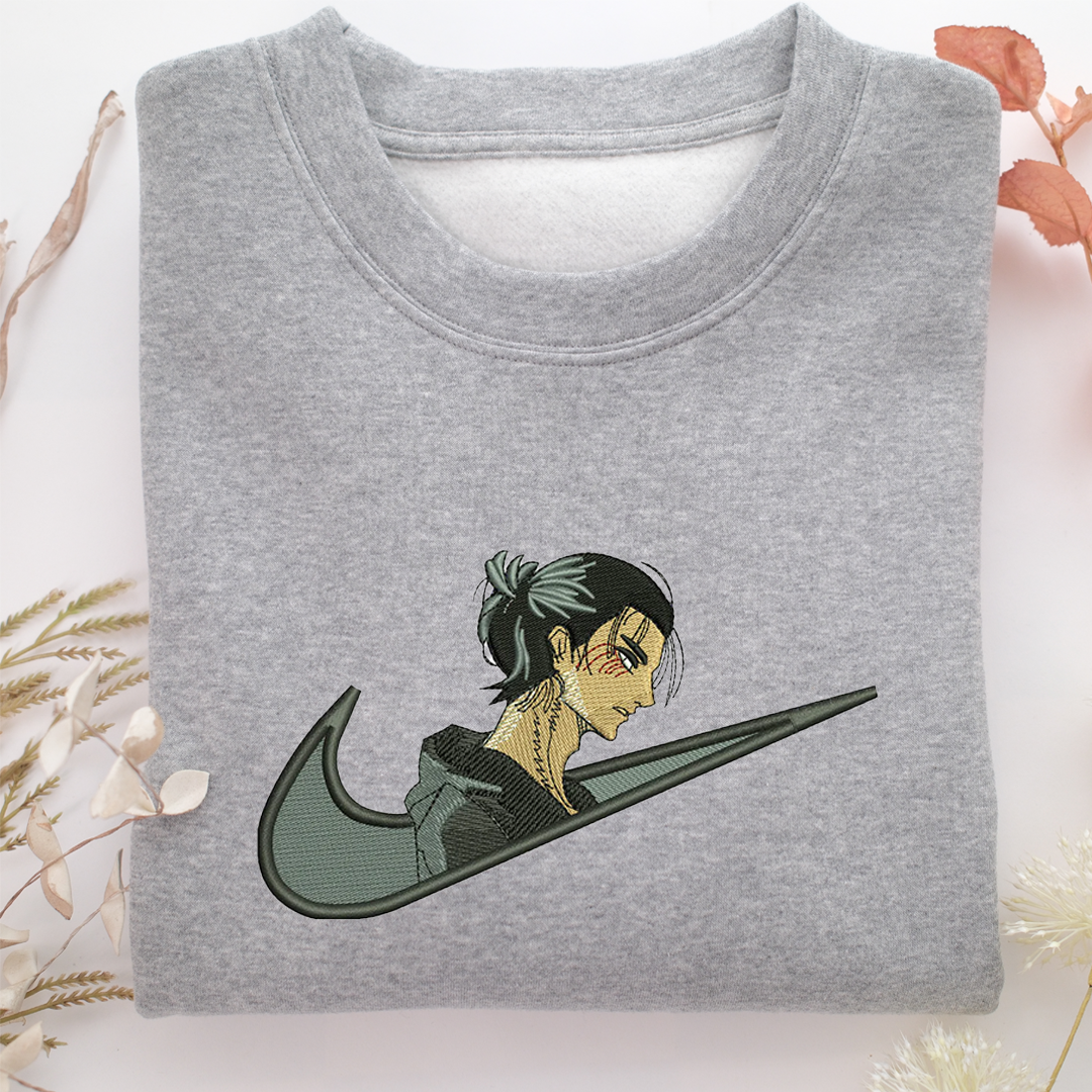 Eren Yeager Swoosh Nike Embroidered Sweatshirt, Nike Movie Inspired, Valentine's Day Gifts Idea For Him Her