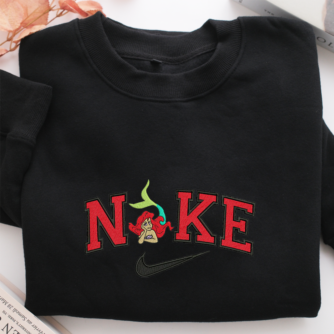 Nike Ariel Half Body Nike Embroidered Sweatshirt, Nike Movie Inspired, Valentine's Day Gifts Idea For Him Her