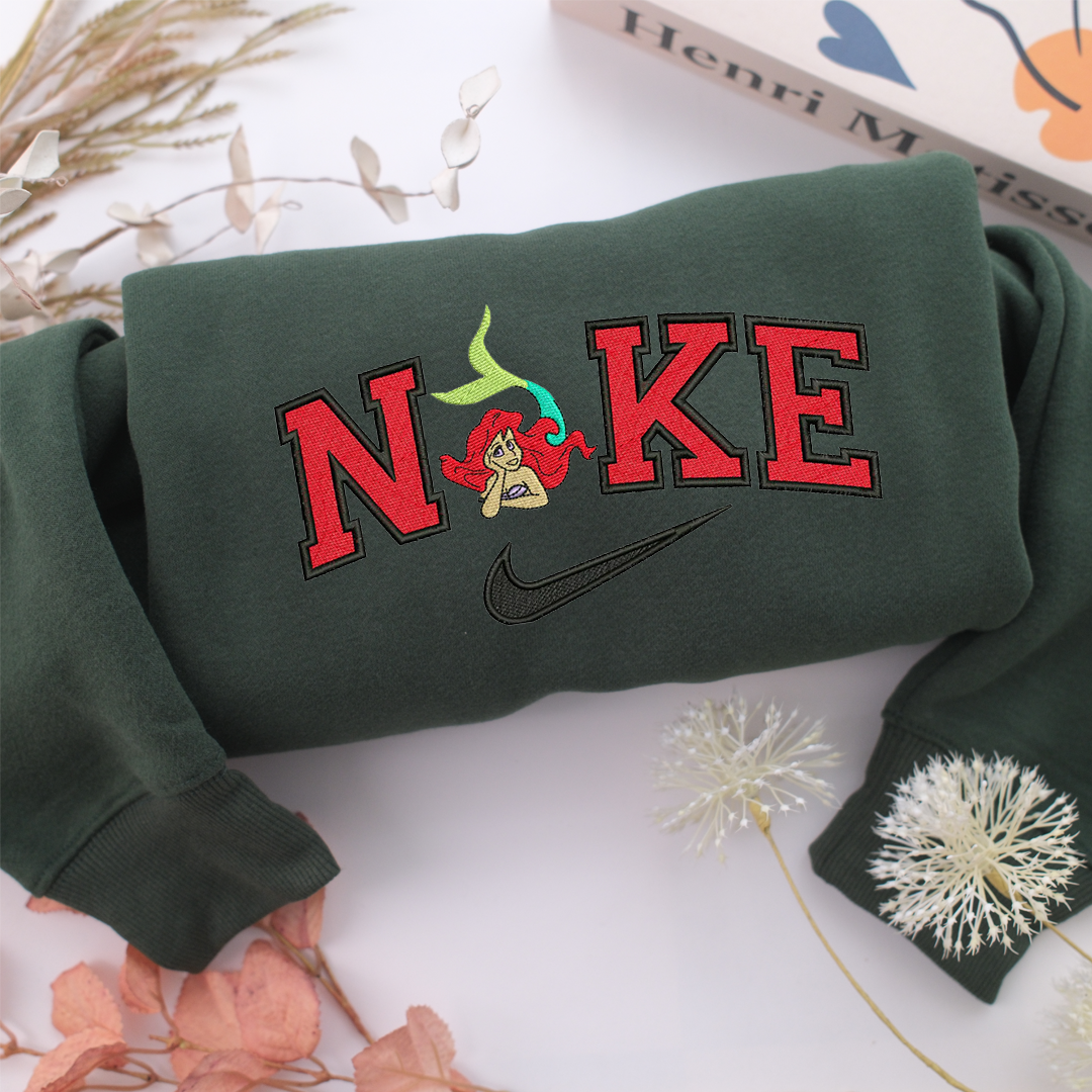 Nike Ariel Half Body Nike Embroidered Sweatshirt, Nike Movie Inspired, Valentine's Day Gifts Idea For Him Her