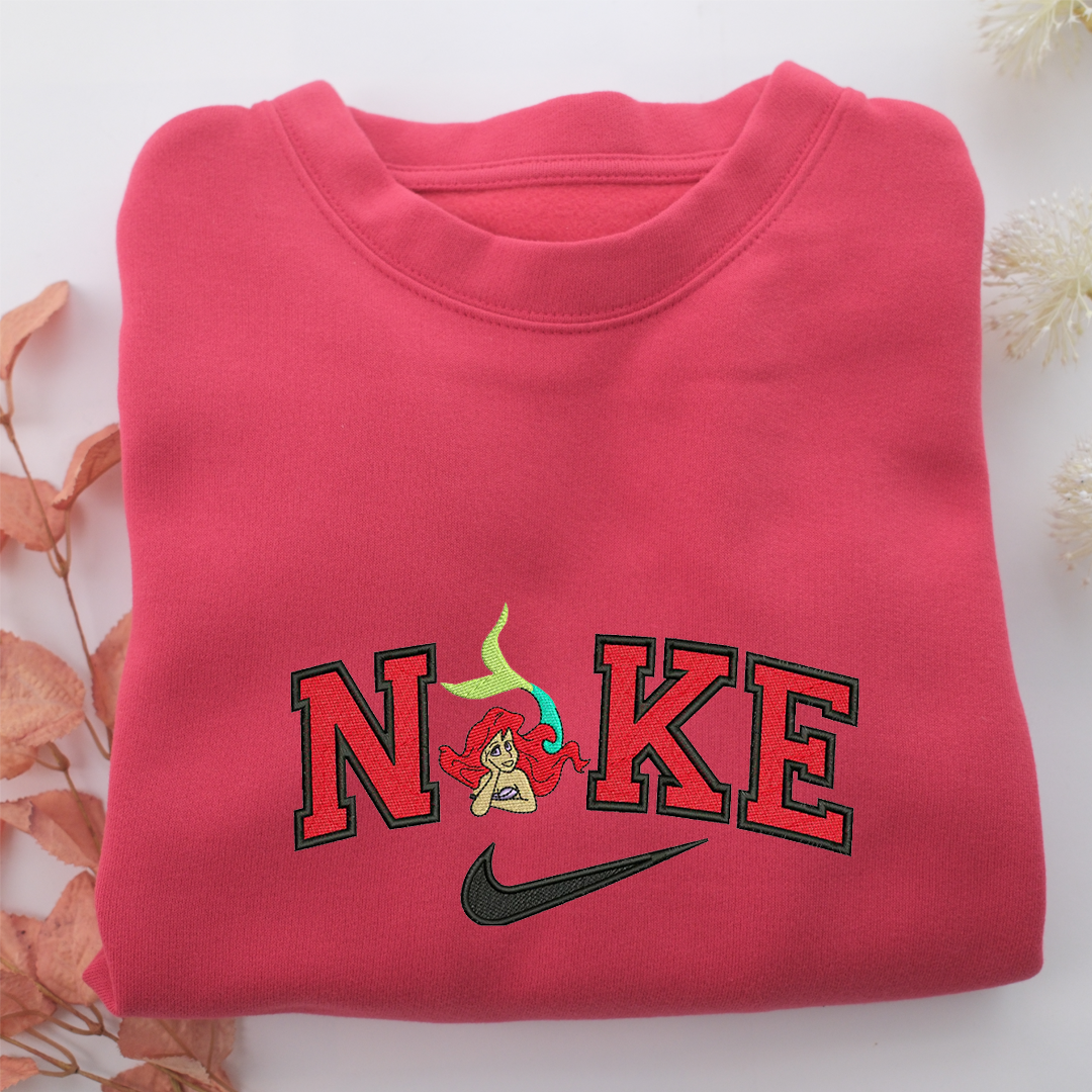 Nike Ariel Half Body Nike Embroidered Sweatshirt, Nike Movie Inspired, Valentine's Day Gifts Idea For Him Her