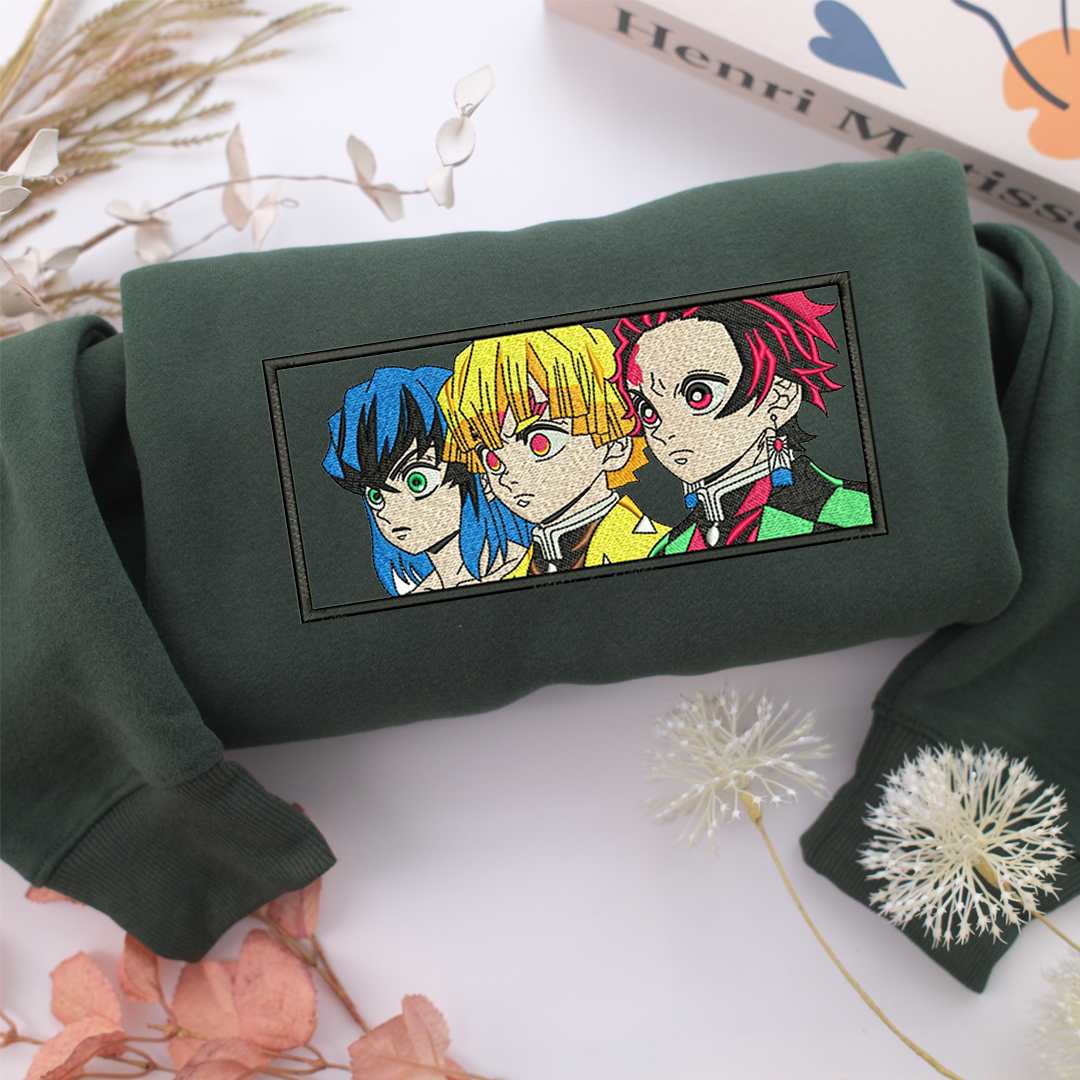 Demon Slayer Nike Embroidered Sweatshirt, Nike Movie Inspired, Valentine's Day Gifts Idea For Him Her